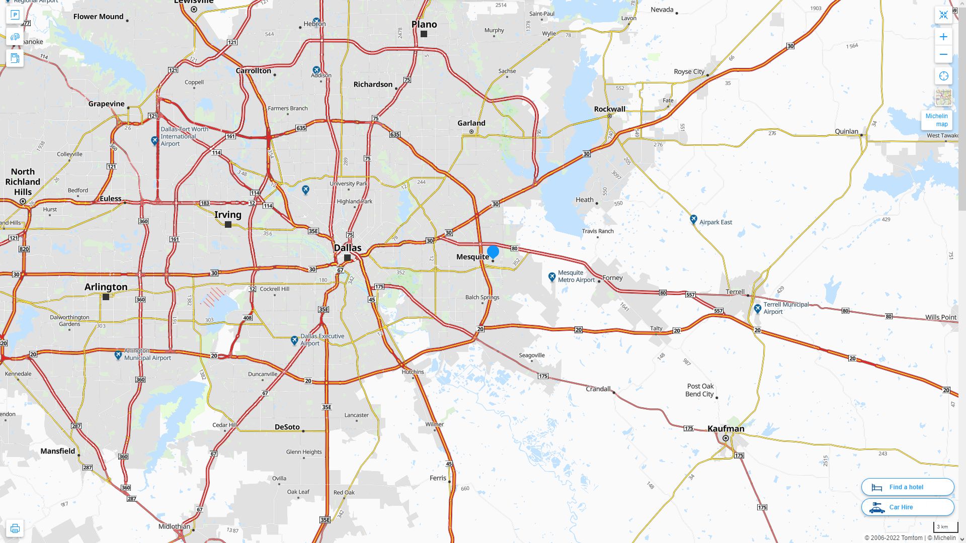 Mesquite Texas Highway and Road Map